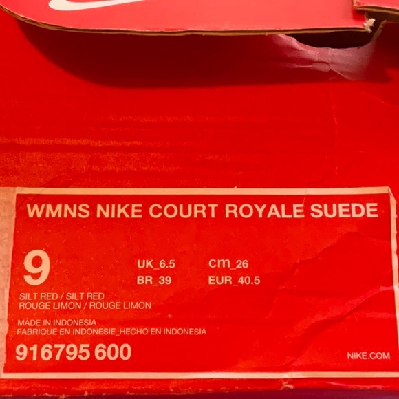 NIKE Womens Court Royals Suede Silt Red Tennis Shoes Size 9, NIB - Picture 10 of 12